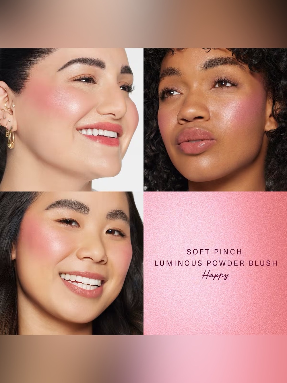 NIB Rare Beauty Soft Pinch Luminous Powder Blush - Happy (cool pink)